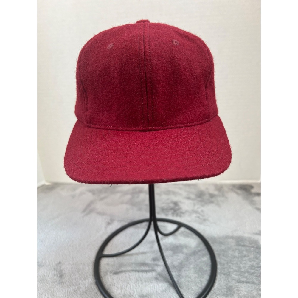 Ebbets Field Flannels Wool Ballcap Baseball Hat Fitted Sz 7 1/8 Burgundy Cap USA